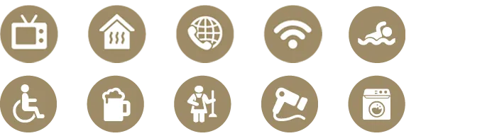 Televisión, calefacción, teléfono e internet, wifi, piscina, acceso para sillas de ruedas, bar, limpieza, secador de pelo y lavadora